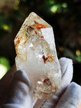 Load image into Gallery viewer, UV Reactive Skeletal Quartz from Madagascar/With Red Clay Inclusion/Very Lustrous and Clear/Master Healing Crystal - 70g