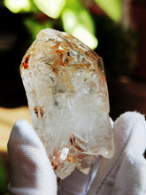 Load image into Gallery viewer, UV Reactive Skeletal Quartz from Madagascar/With Red Clay Inclusion/Very Lustrous and Clear/Master Healing Crystal - 70g