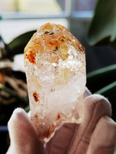 Load image into Gallery viewer, UV Reactive Skeletal Quartz from Madagascar/With Red Clay Inclusion/Very Lustrous and Clear/Master Healing Crystal - 70g