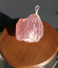 Load image into Gallery viewer, Rose Quartz Pendant/Silver wired/Healing/Hearts/Emotions/Worthiness/Love and light/Peace