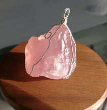 Load image into Gallery viewer, Rose Quartz Pendant/Silver wired/Healing/Hearts/Emotions/Worthiness/Love and light/Peace