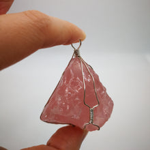 Load image into Gallery viewer, Rose Quartz Pendant/Silver wired/Healing/Hearts/Emotions/Worthiness/Love and light/Peace