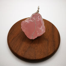 Load image into Gallery viewer, Rose Quartz Pendant/Silver wired/Healing/Hearts/Emotions/Worthiness/Love and light/Peace