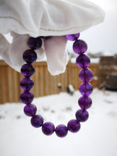 Load image into Gallery viewer, 100% Natural Amethyst Bracelet/10.6mm Beads/Dark Purple/High Quality/Uruguay/February Birthstone/Healing Bracelet