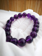 Load image into Gallery viewer, 100% Natural Amethyst Bracelet/10.6mm Beads/Dark Purple/High Quality/Uruguay/February Birthstone/Healing Bracelet