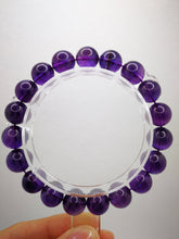 Load image into Gallery viewer, 100% Natural Amethyst Bracelet/10.6mm Beads/Dark Purple/High Quality/Uruguay/February Birthstone/Healing Bracelet