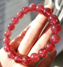 Load image into Gallery viewer, Strawberry Quartz Bracelet/10.3mm Beads/Stone of Joy/Stone of Celebration/Soul Mate/Social Stone