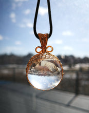 Load image into Gallery viewer, Round Azeztulite Pendant/2.26cm Diameter/Big Interior Rainbows/Inner Peace/Calm/Healing Crystal