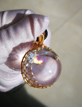 Load image into Gallery viewer, Round Azeztulite Pendant/2.26cm Diameter/Big Interior Rainbows/Inner Peace/Calm/Healing Crystal