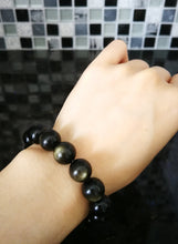 Load image into Gallery viewer, Top Grade Golden Sheen Obsidian Bracelet/12mm Beads/Double-sided Cat-Eye Effect/Manifestation Power-Up