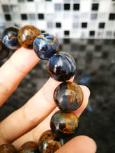 Load image into Gallery viewer, Pietersite Bracelet/13.4mm Beads/Tiger Eye Effect/Tempest Stone/Self-Realization/Positive Transformation
