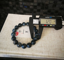 Load image into Gallery viewer, Very Rare Aquamarine Bracelet/Demon's Eye/Metallic Luster Effect/12mm Beads/Owner's Private Collection/Birth Stone of March