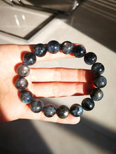 Load image into Gallery viewer, Very Rare Aquamarine Bracelet/Demon's Eye/Metallic Luster Effect/12mm Beads/Owner's Private Collection/Birth Stone of March