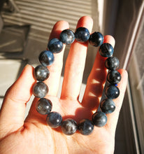 Load image into Gallery viewer, Very Rare Aquamarine Bracelet/Demon's Eye/Metallic Luster Effect/12mm Beads/Owner's Private Collection/Birth Stone of March