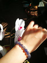 Load image into Gallery viewer, Gorgeous Cordierite Bracelet/Iolite/Dichroite/8.4mm-8.8mm Beads/7.5 Inches/Water Sapphire/Stone of the Muses/Spiritual Healing
