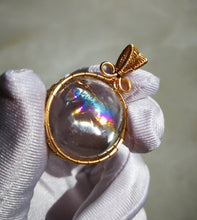Load image into Gallery viewer, Round Azeztulite Pendant/2.26cm Diameter/Big Interior Rainbows/Inner Peace/Calm/Healing Crystal