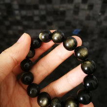 Load image into Gallery viewer, Top Grade Golden Sheen Obsidian Bracelet/12mm Beads/Double-sided Cat-Eye Effect/Manifestation Power-Up
