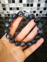 Load image into Gallery viewer, Very Rare Aquamarine Bracelet/Demon's Eye/Metallic Luster Effect/12mm Beads/Owner's Private Collection/Birth Stone of March