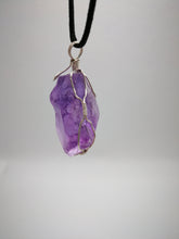 Load image into Gallery viewer, Amethyst Pendant/Silver wired/Transparent/Brazil/Stone of "let go and trust"/See beyond circumstances/higher state of awareness

