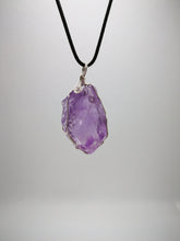 Load image into Gallery viewer, Amethyst Pendant/Silver wired/Transparent/Brazil/Stone of "let go and trust"/See beyond circumstances/higher state of awareness
