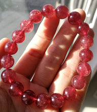 Load image into Gallery viewer, Strawberry Quartz Bracelet/10.3mm Beads/Stone of Joy/Stone of Celebration/Soul Mate/Social Stone
