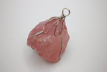 Load image into Gallery viewer, Rose Quartz Pendant/Silver wired/Healing/Hearts/Emotions/Worthiness/Love and light/Peace
