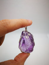 Load image into Gallery viewer, Amethyst Pendant/Silver wired/Transparent/Brazil/Stone of "let go and trust"/See beyond circumstances/higher state of awareness
