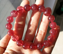 Load image into Gallery viewer, Strawberry Quartz Bracelet/10.3mm Beads/Stone of Joy/Stone of Celebration/Soul Mate/Social Stone
