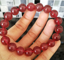 Load image into Gallery viewer, Strawberry Quartz Bracelet/10.3mm Beads/Stone of Joy/Stone of Celebration/Soul Mate/Social Stone
