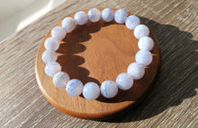 Load image into Gallery viewer, High Grade Blue Lace Agate Bracelet/10mm Beads/Stone of communication/Calm/Peace/Serenity
