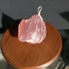 Load image into Gallery viewer, Rose Quartz Pendant/Silver wired/Healing/Hearts/Emotions/Worthiness/Love and light/Peace
