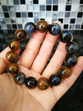Load image into Gallery viewer, Pietersite Bracelet/13.4mm Beads/Tiger Eye Effect/Tempest Stone/Self-Realization/Positive Transformation
