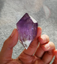 Load image into Gallery viewer, Pure Natural Amethyst Crystal Stone Pillar/Polished Double Terminated Point/Interior Rainbows/Spiritual Meditation
