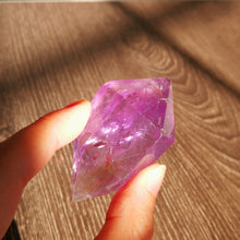 Load image into Gallery viewer, Pure Natural Amethyst Crystal Stone Pillar/Polished Double Terminated Point/Interior Rainbows/Spiritual Meditation

