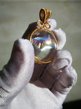 Load image into Gallery viewer, Round Azeztulite Pendant/2.26cm Diameter/Big Interior Rainbows/Inner Peace/Calm/Healing Crystal
