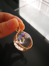 Load image into Gallery viewer, Round Azeztulite Pendant/2.26cm Diameter/Big Interior Rainbows/Inner Peace/Calm/Healing Crystal
