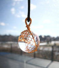 Load image into Gallery viewer, Round Azeztulite Pendant/2.26cm Diameter/Big Interior Rainbows/Inner Peace/Calm/Healing Crystal
