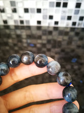 Load image into Gallery viewer, Very Rare Aquamarine Bracelet/Demon's Eye/Metallic Luster Effect/12mm Beads/Owner's Private Collection/Birth Stone of March
