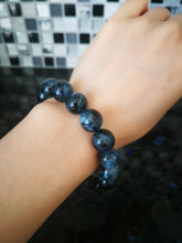 Load image into Gallery viewer, Very Rare Aquamarine Bracelet/Demon's Eye/Metallic Luster Effect/12mm Beads/Owner's Private Collection/Birth Stone of March
