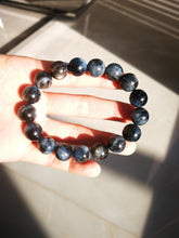 Load image into Gallery viewer, Very Rare Aquamarine Bracelet/Demon's Eye/Metallic Luster Effect/12mm Beads/Owner's Private Collection/Birth Stone of March
