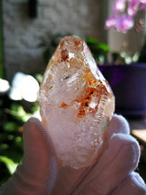 Load image into Gallery viewer, UV Reactive Skeletal Quartz from Madagascar/Red Clay &amp; Lavender Purple Inclusions/Master Healing Crystal - 63g
