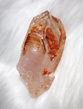 Load image into Gallery viewer, UV Reactive Skeletal Quartz from Madagascar/Red Clay &amp; Lavender Purple Inclusions/Master Healing Crystal - 63g
