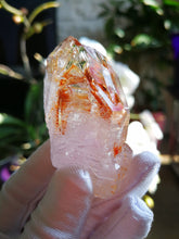 Load image into Gallery viewer, UV Reactive Skeletal Quartz from Madagascar/Red Clay &amp; Lavender Purple Inclusions/Master Healing Crystal - 63g
